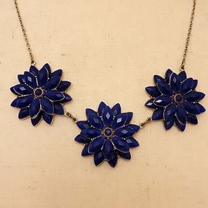 Flower Navy & Gold Statement Necklace